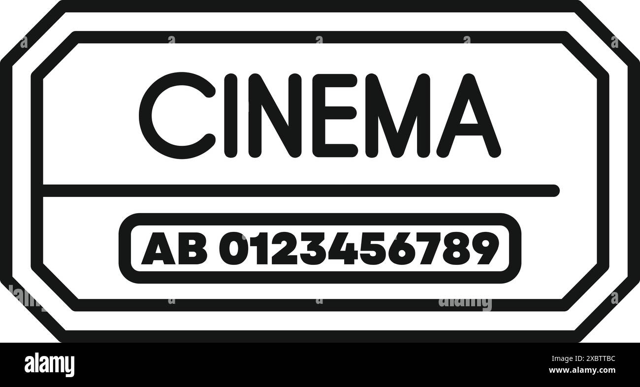 Simple black and white cinema ticket icon representing the concept of ...