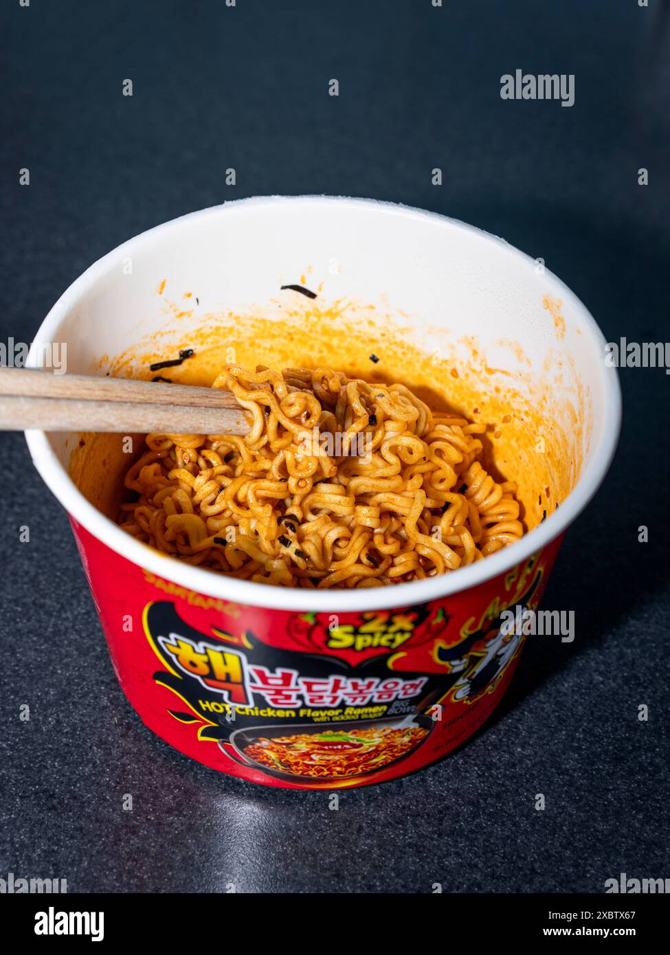 Instant Buldak 2 x Spicy Chicken Ramen noodles from the South Korean
