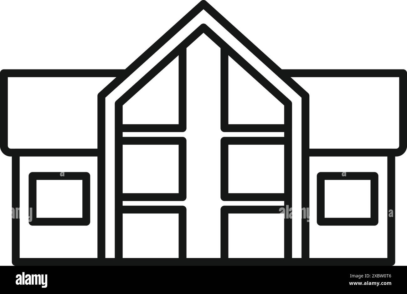 Simple black and white icon of a modern eco friendly house with solar ...