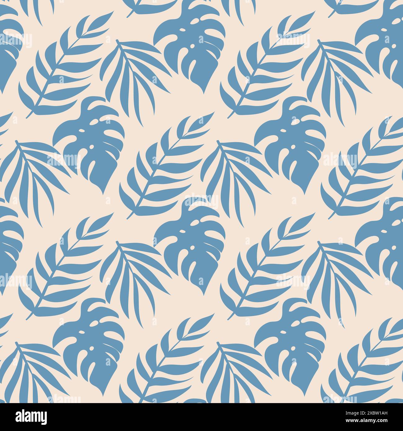 Seamless pattern, monstera silhouette, tropical plant Stock Vector