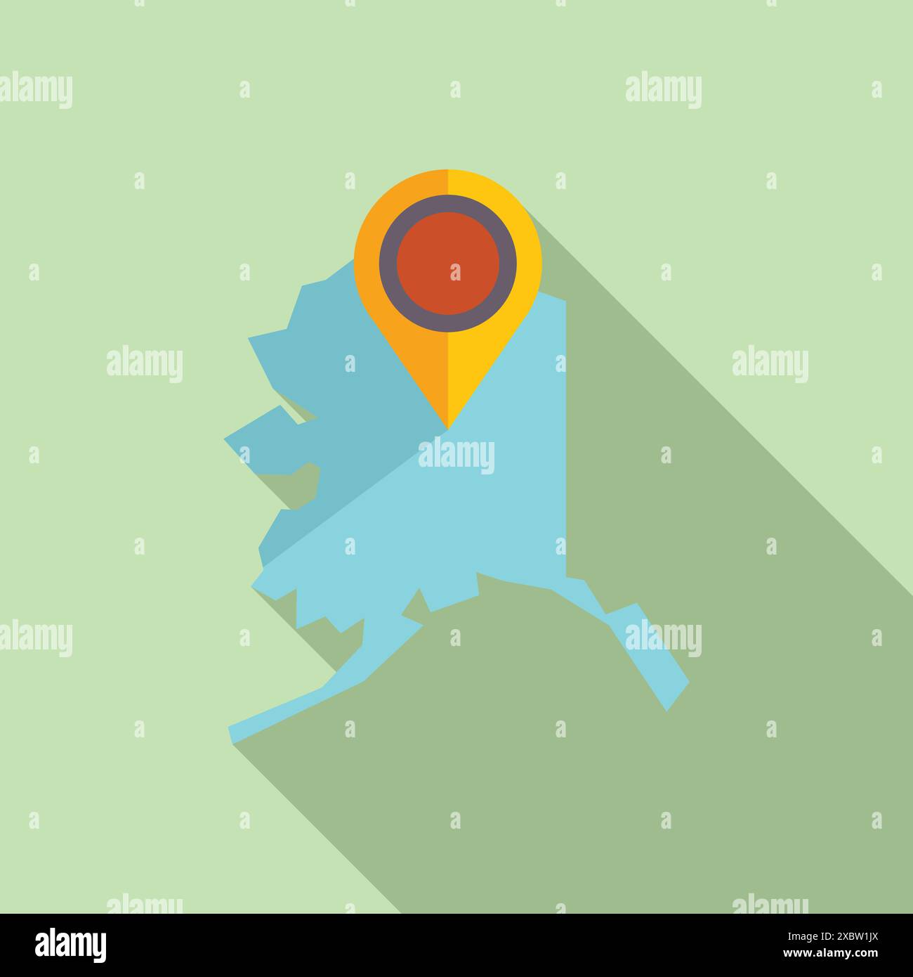 Yellow location pin is pointing the alaska state on a map Stock Vector ...