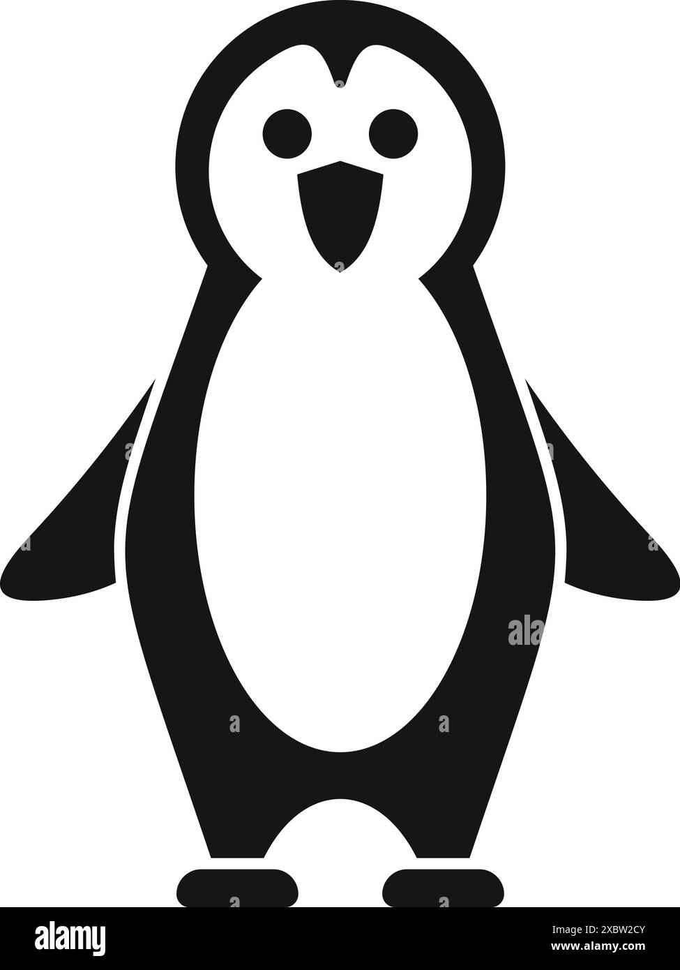 Cartoon penguin standing with a happy expression on its face Stock Vector