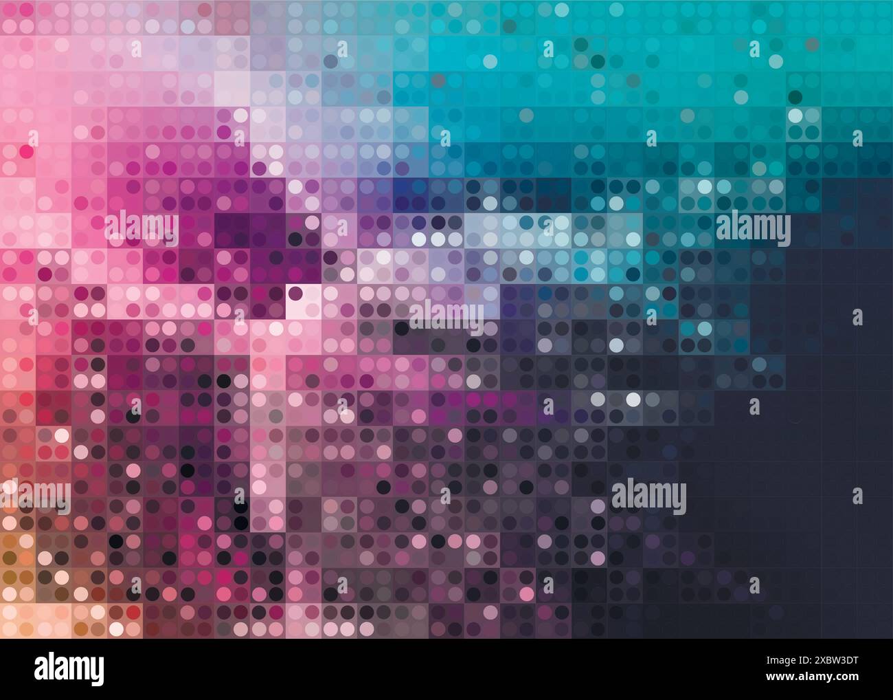 emerald pink art abstract image digital pixel vector background. Cornflower, hot pink, cyan, tiffany blue gradient wallpaper background vector illustr Stock Vector