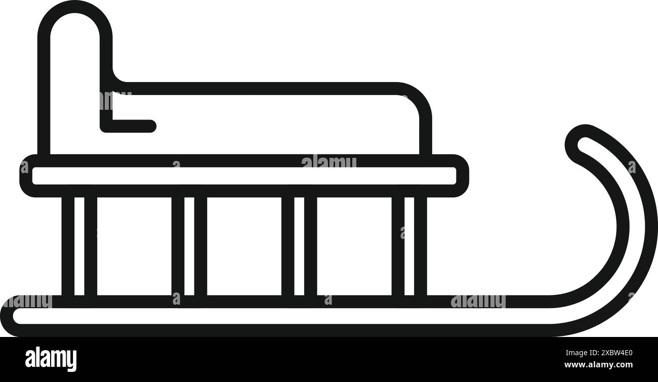 Simple line drawing icon of a sled, representing wintertime fun and the ...