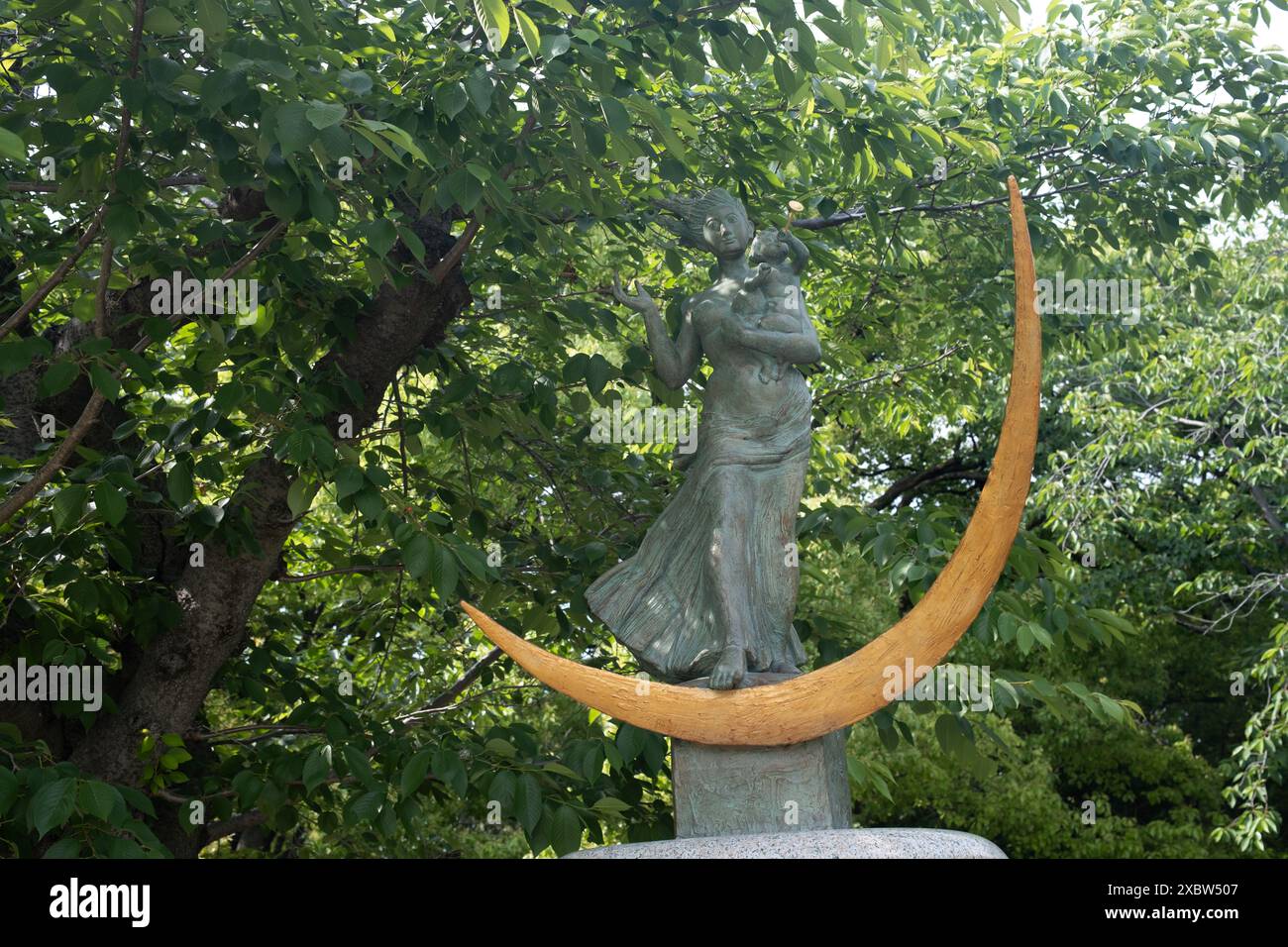 Statue of a prayer for peace in the peace memorial park in hiroshima