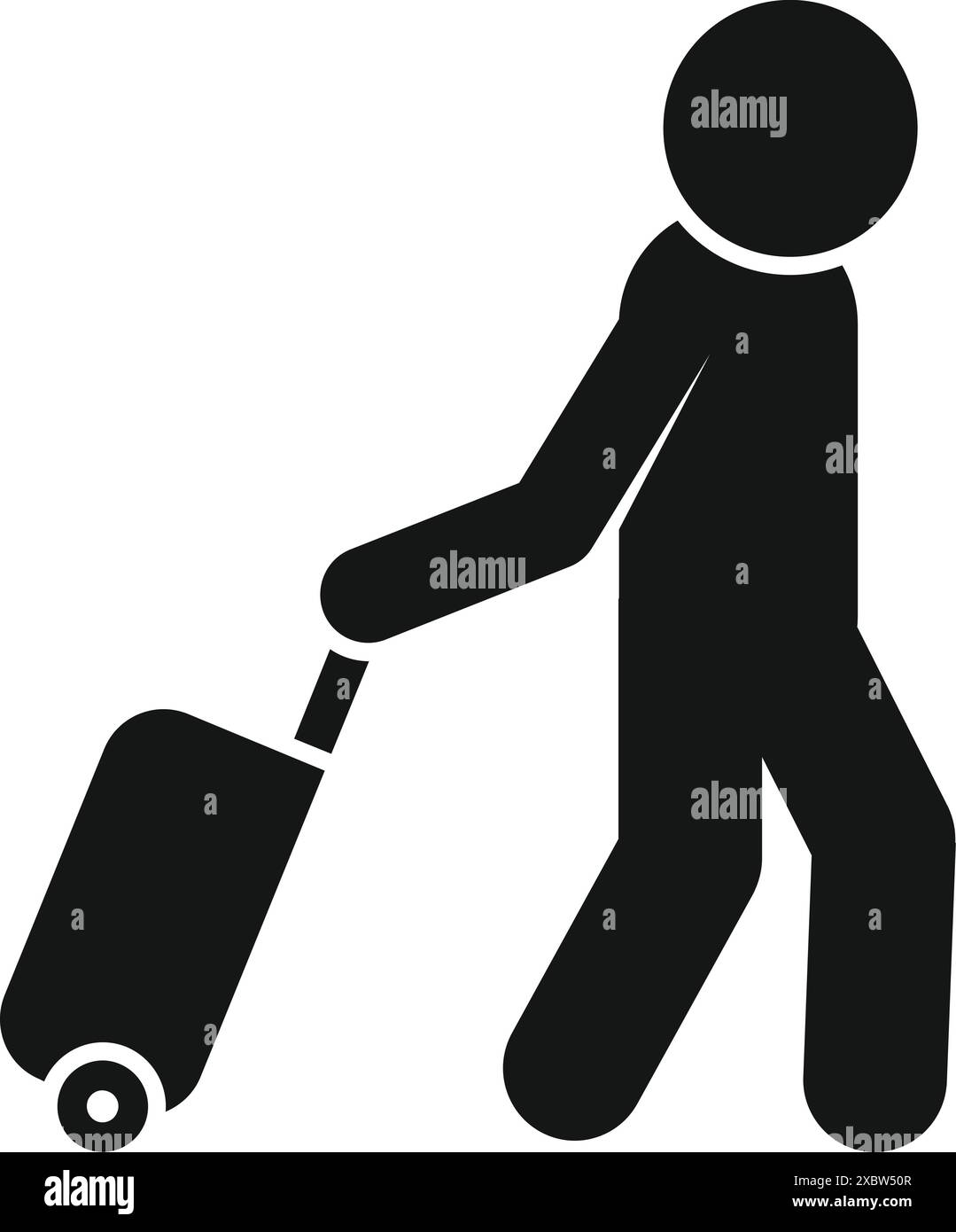 Businessman is walking and pulling a suitcase on wheels Stock Vector