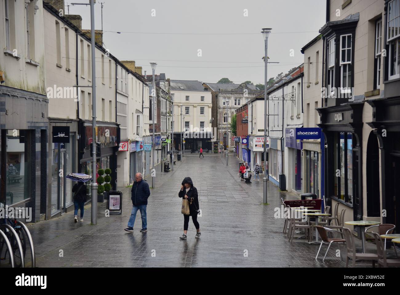 Pictures show Bridgend town centre, 3 weeks before the 2024 General Election, a key target seat for the Labour Party. Stock Photo