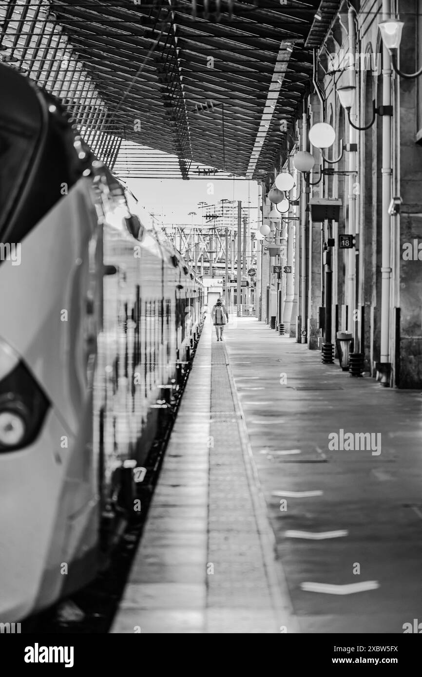 Paris, France - May 17, 2024 : View of the head of the TGV, the french intercity high speed operated by SNCF in Paris France Stock Photo