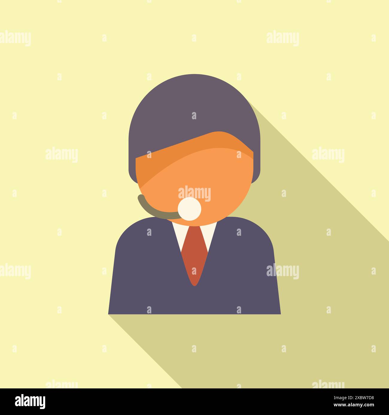 Male call center operator wearing headset speaking into microphone Stock Vector