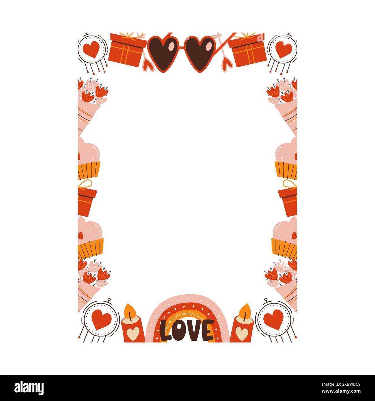 Valentines day card with heart shapes on white background Stock Vector ...