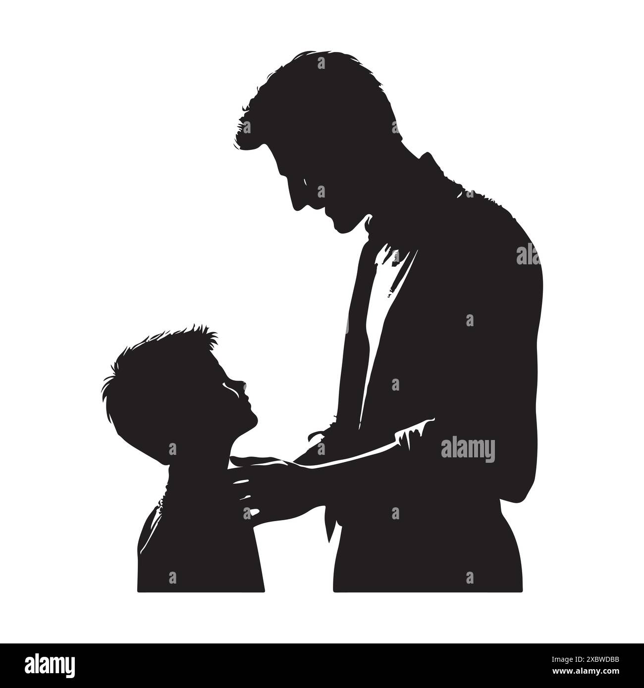 Silhouette of father and son. Vector isolated illustration Stock Vector