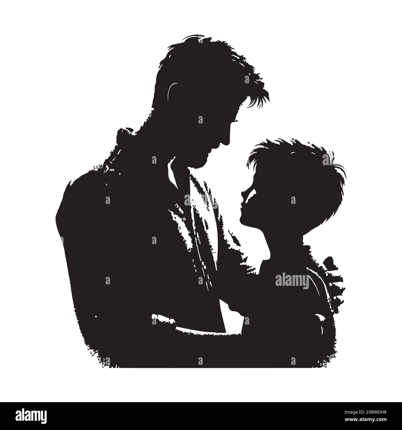 Silhouette of father and son. Vector isolated illustration Stock Vector