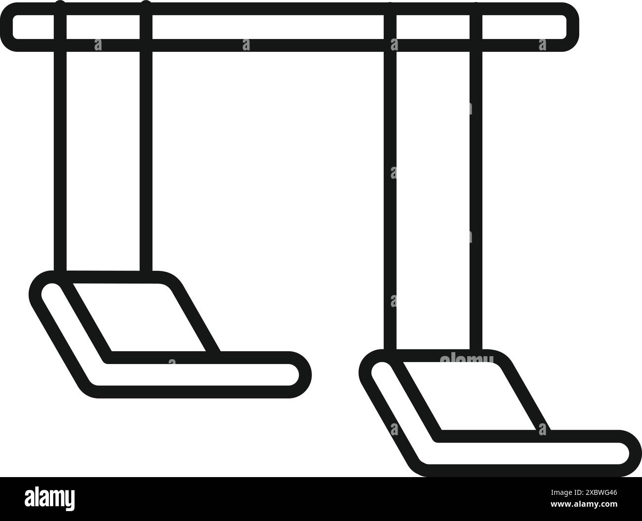 Simple line icon style drawing of an empty swingset on a playground ...