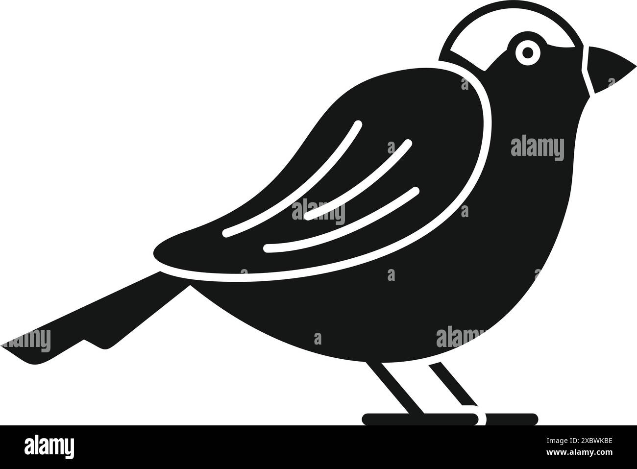 Black silhouette icon of a small bird standing in profile Stock Vector ...