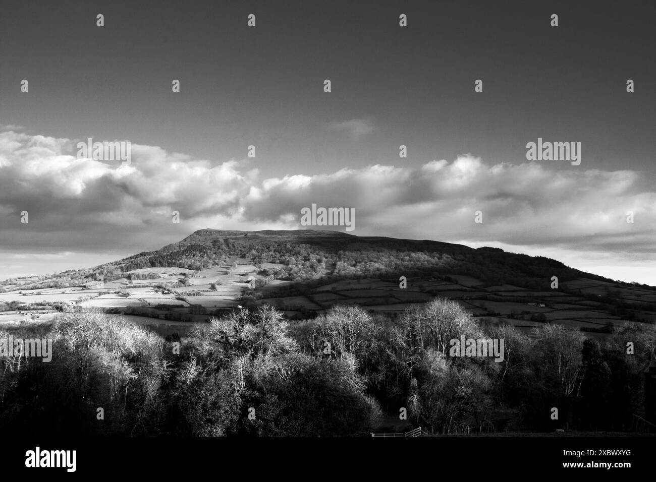 Ysgyryd Fawr, Skirrid Fawr, often just Skirrid, is an easten outlier of the Black Mountains in Bannau Brycheiniog, the Brecon Beacons National Park Stock Photo