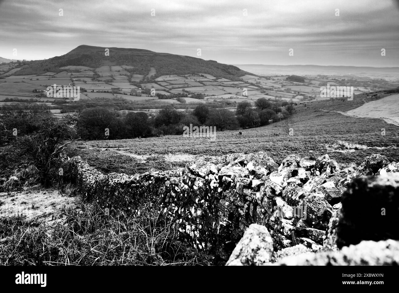 Ysgyryd Fawr, Skirrid Fawr, often just Skirrid, is an easten outlier of the Black Mountains in Bannau Brycheiniog, the Brecon Beacons National Park Stock Photo