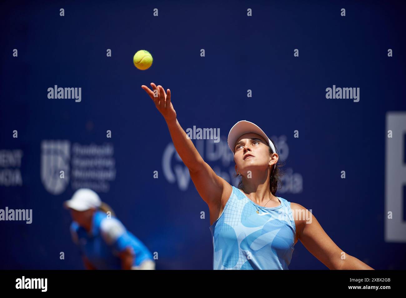 Leyre Romero Gormaz from Spain in action during the doubles match