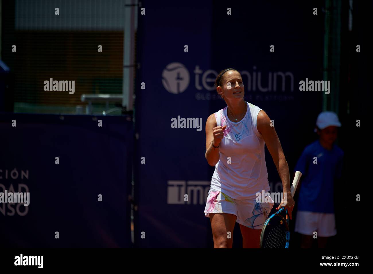 Yvonne Cavalle-Reimers from Spain in action during the doubles match