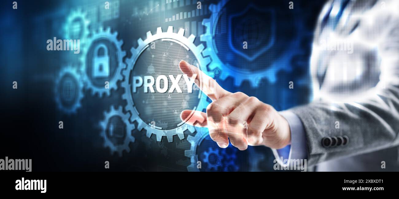 Proxy server. Internet Cyber security network concept on virtual screen ...