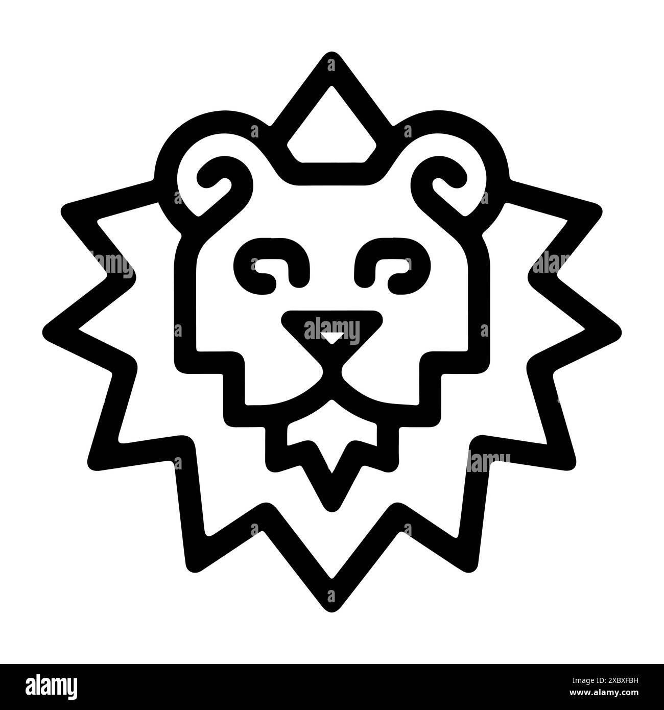 Lion Shield logo or modern line icon. Vector line art and icon design with bold outline. Black and white Pixel Perfect minimalistic symbol isolate whi Stock Vector