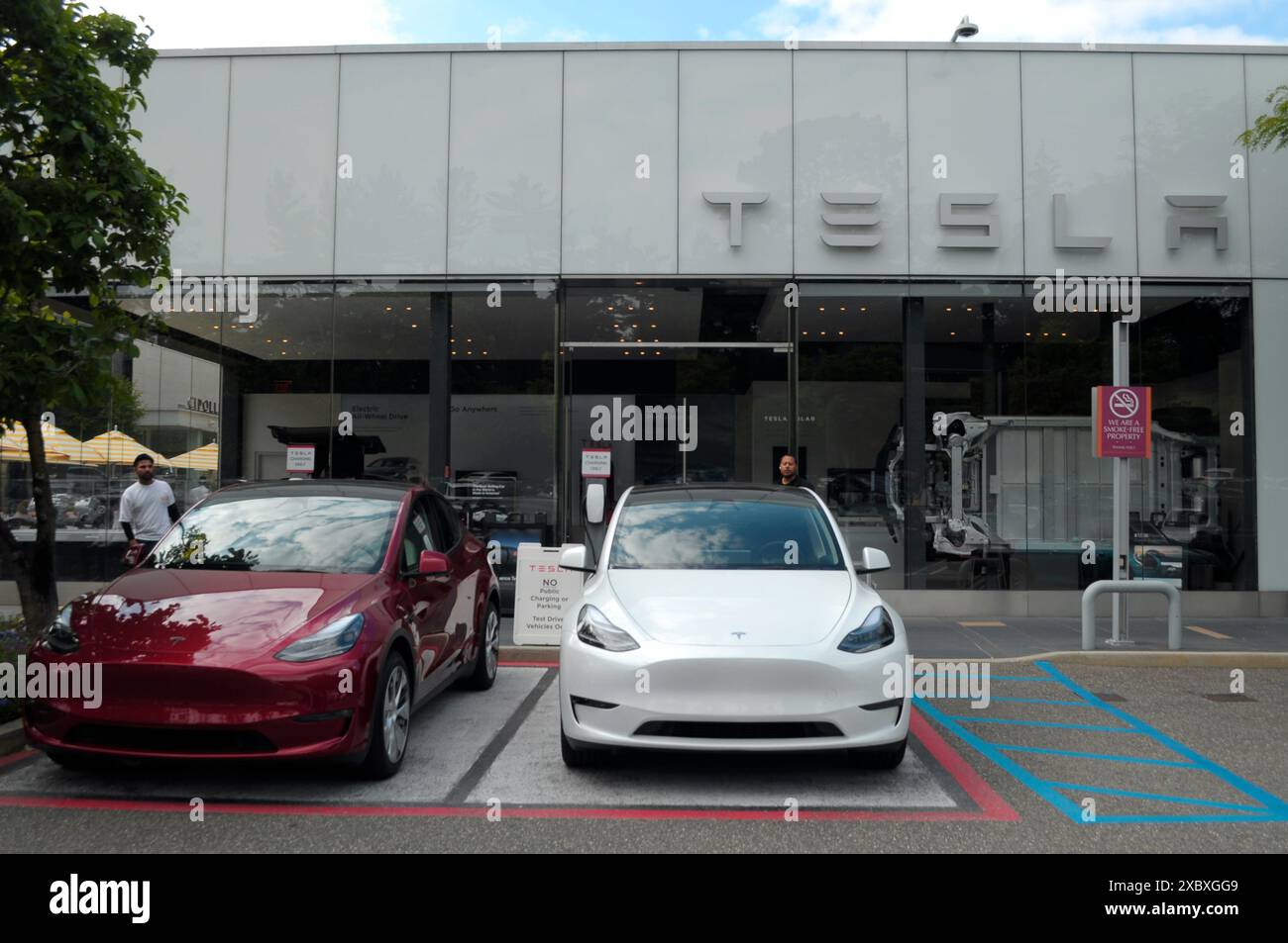 A Tesla showroom is seen in the Manhasset neighborhood in Long Island