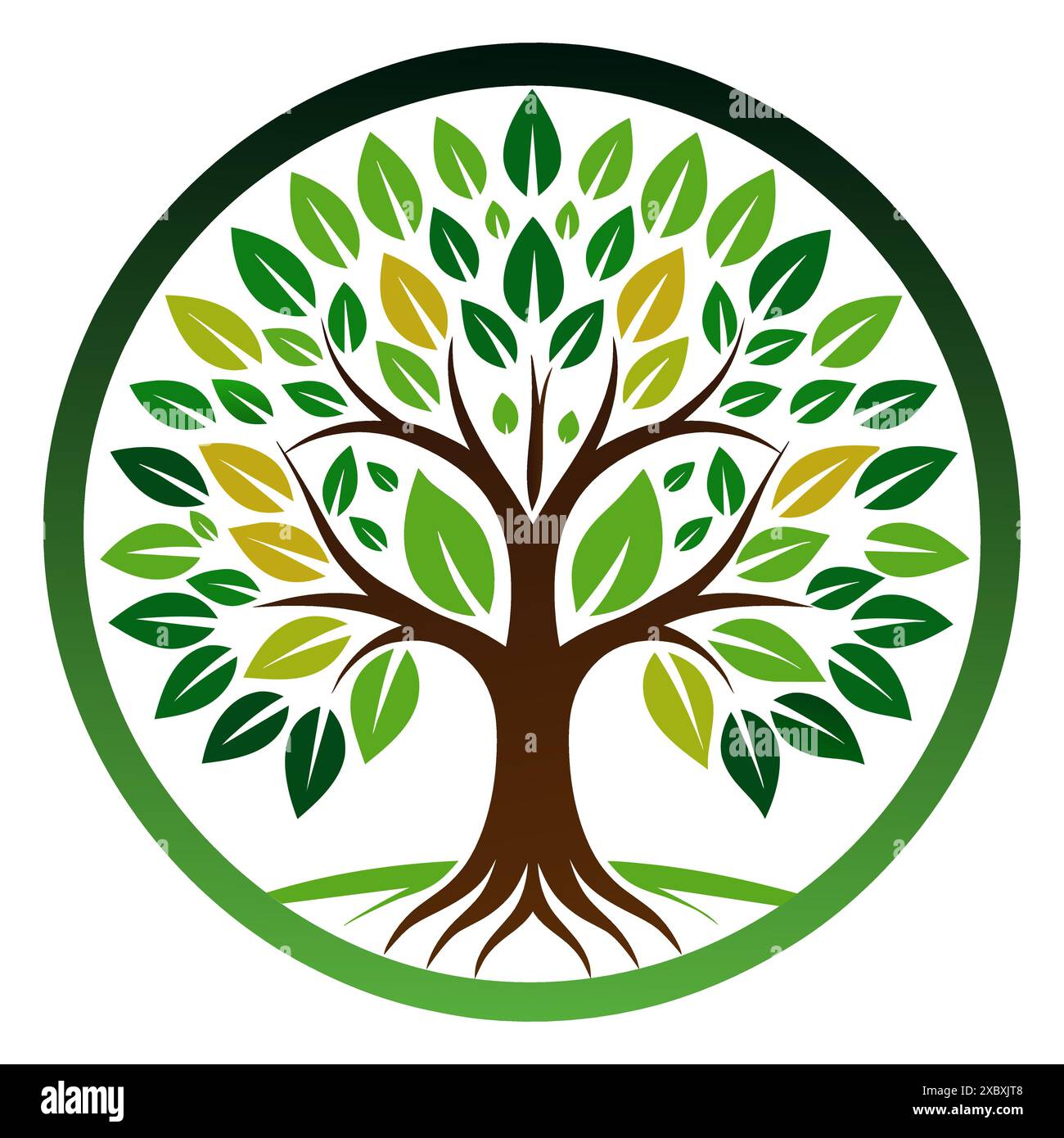Circle tree logo icon template design. Tree of life. Round garden plant ...