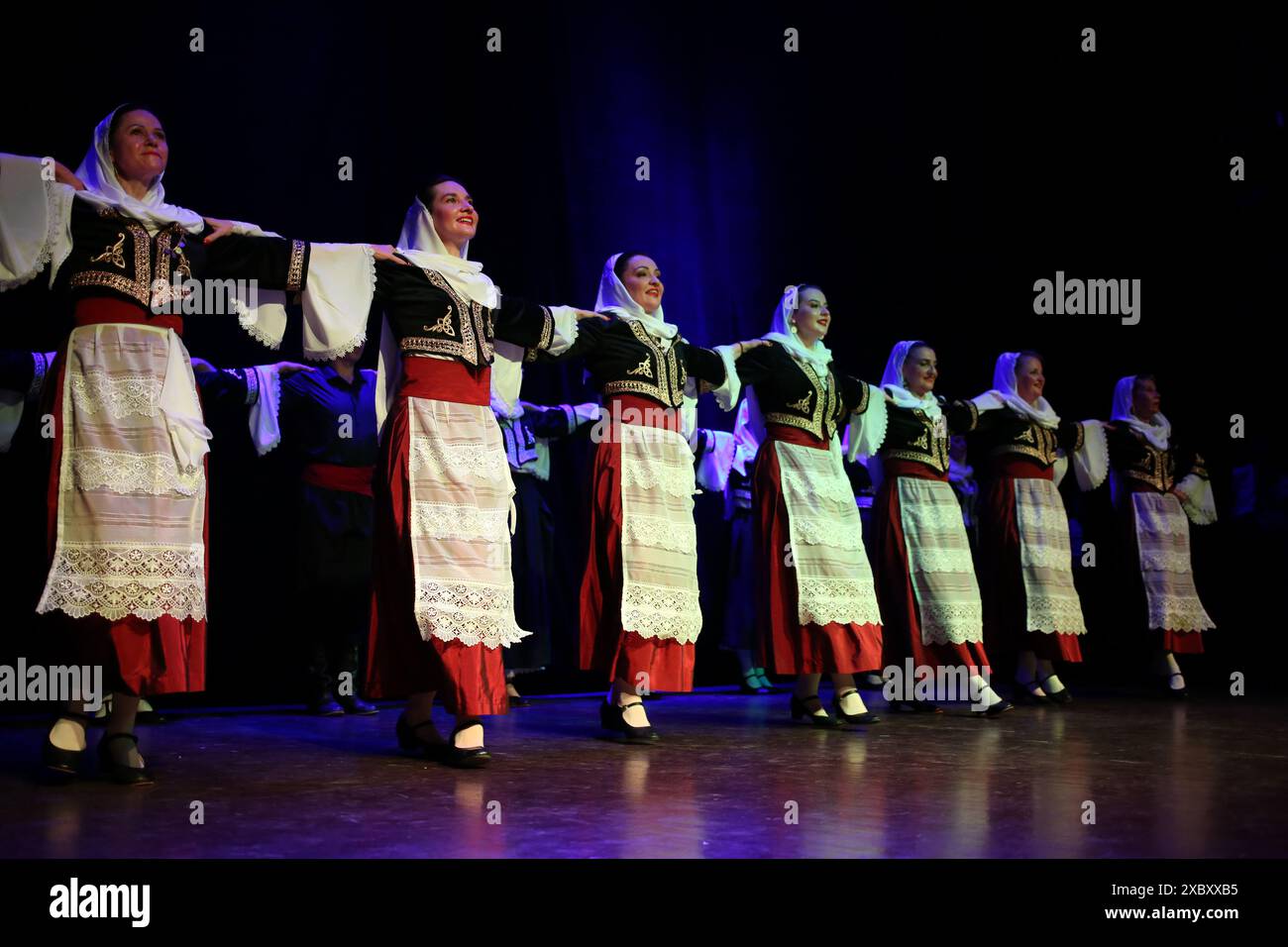 Odessa, Ukraine. 7th June, 2024. Greek Dance Ensemble (leader Grigorios Hnarakis) performs at the Jewish cultural center ''BEIT GRAND'' Odessa is a multinational city with different religions, cultures, dance styles intertwined, oriental, ethnic and modern motifs all fused together by art and culture from people of different nationalities. (Credit Image: © Viacheslav Onyshchenko/SOPA Images via ZUMA Press Wire) EDITORIAL USAGE ONLY! Not for Commercial USAGE! Stock Photo