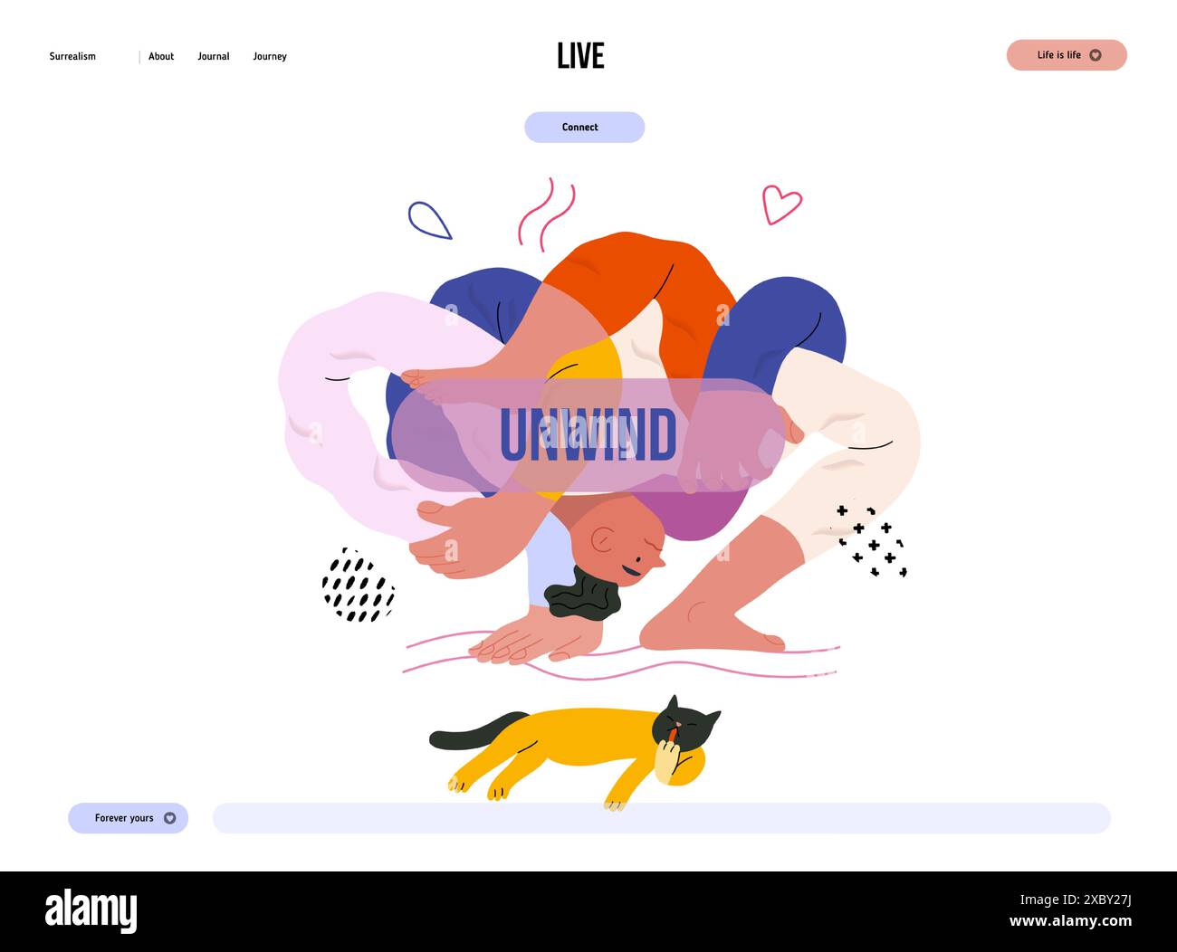 Life Unframed Yoga modern flat vector concept illustration of man