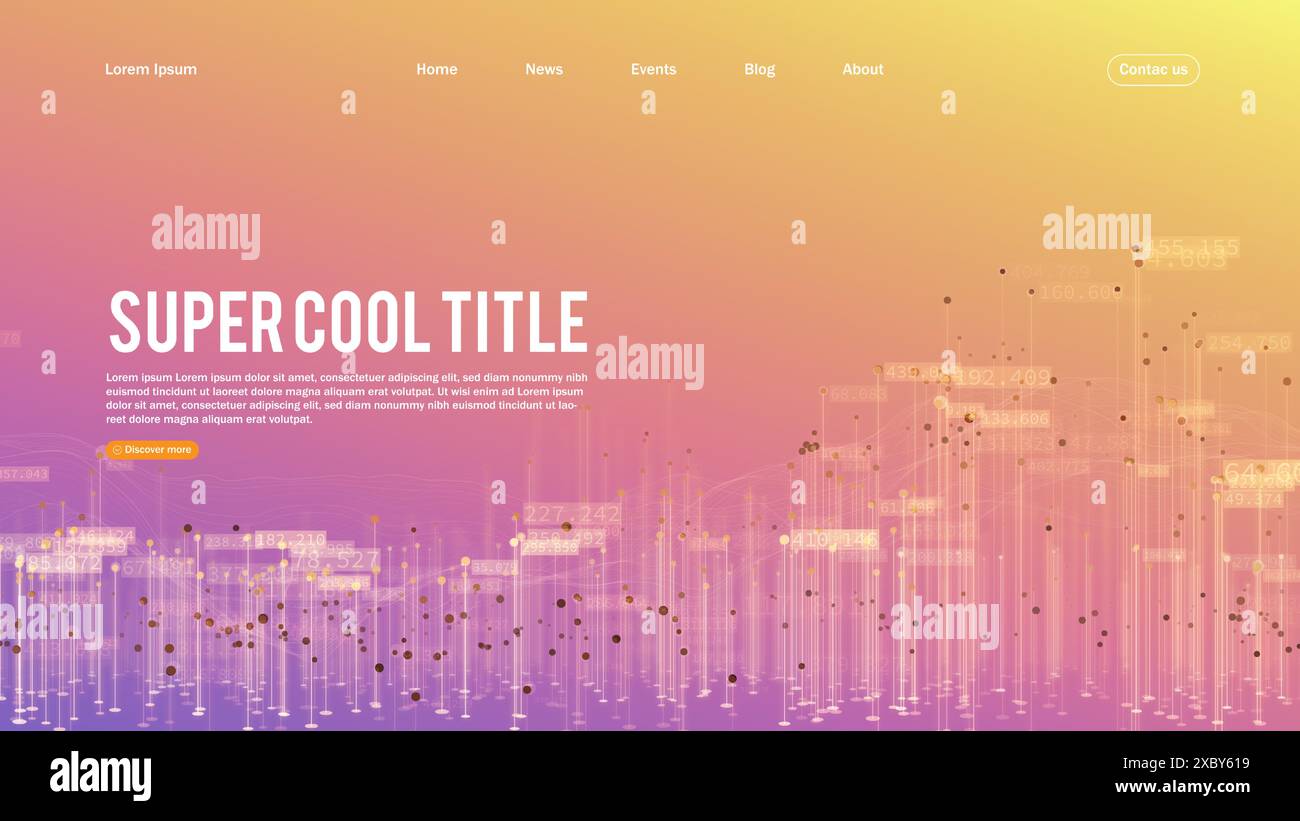Landing page abstract design with big data. Template for website or app. Stock Vector