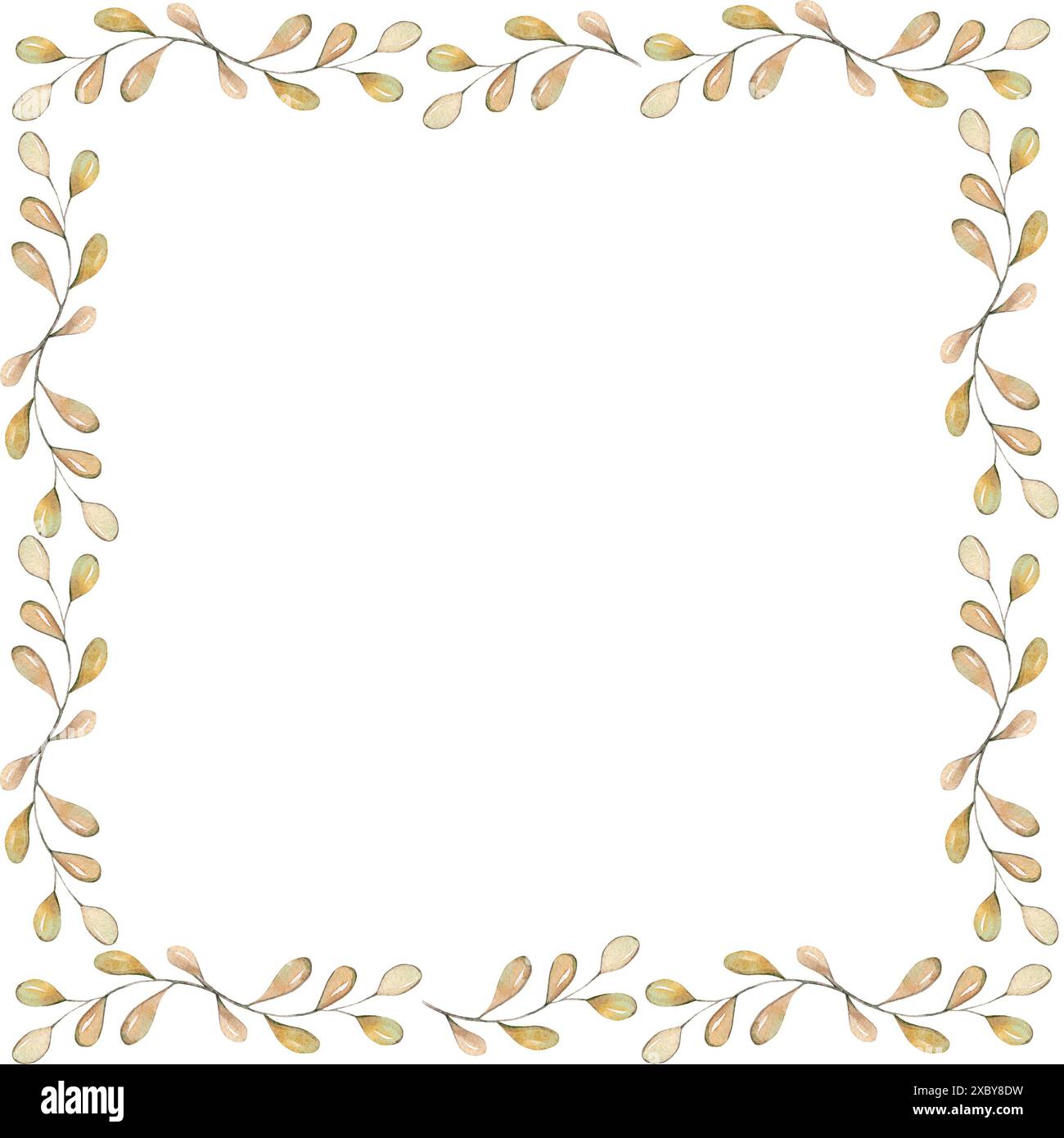 Watercolor frame with Christmas elements Stock Photo