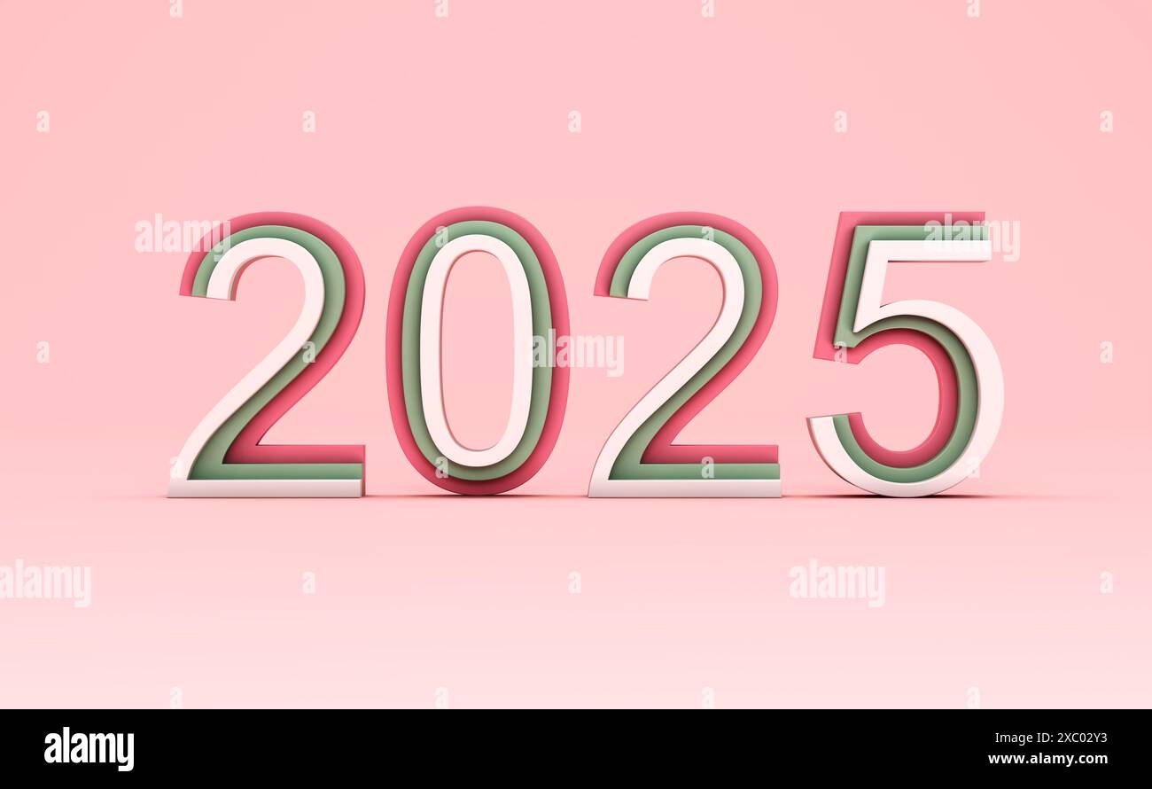 New Year 2025 Creative Design Concept - 3D Rendered Image Stock Photo