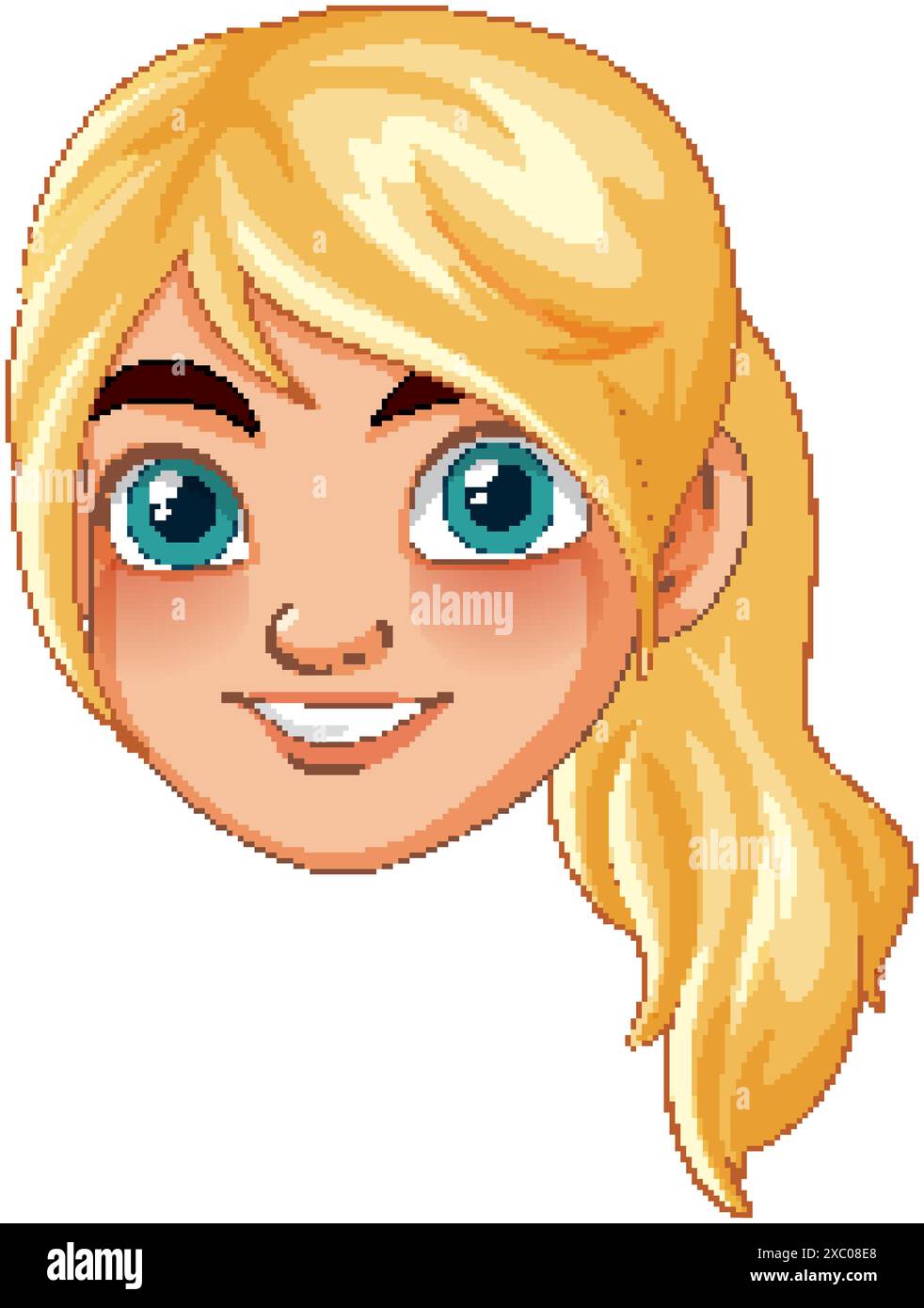 Happy girl with blue eyes and ponytail Stock Vector Image \u0026 Art - Alamy, image size:982x1390