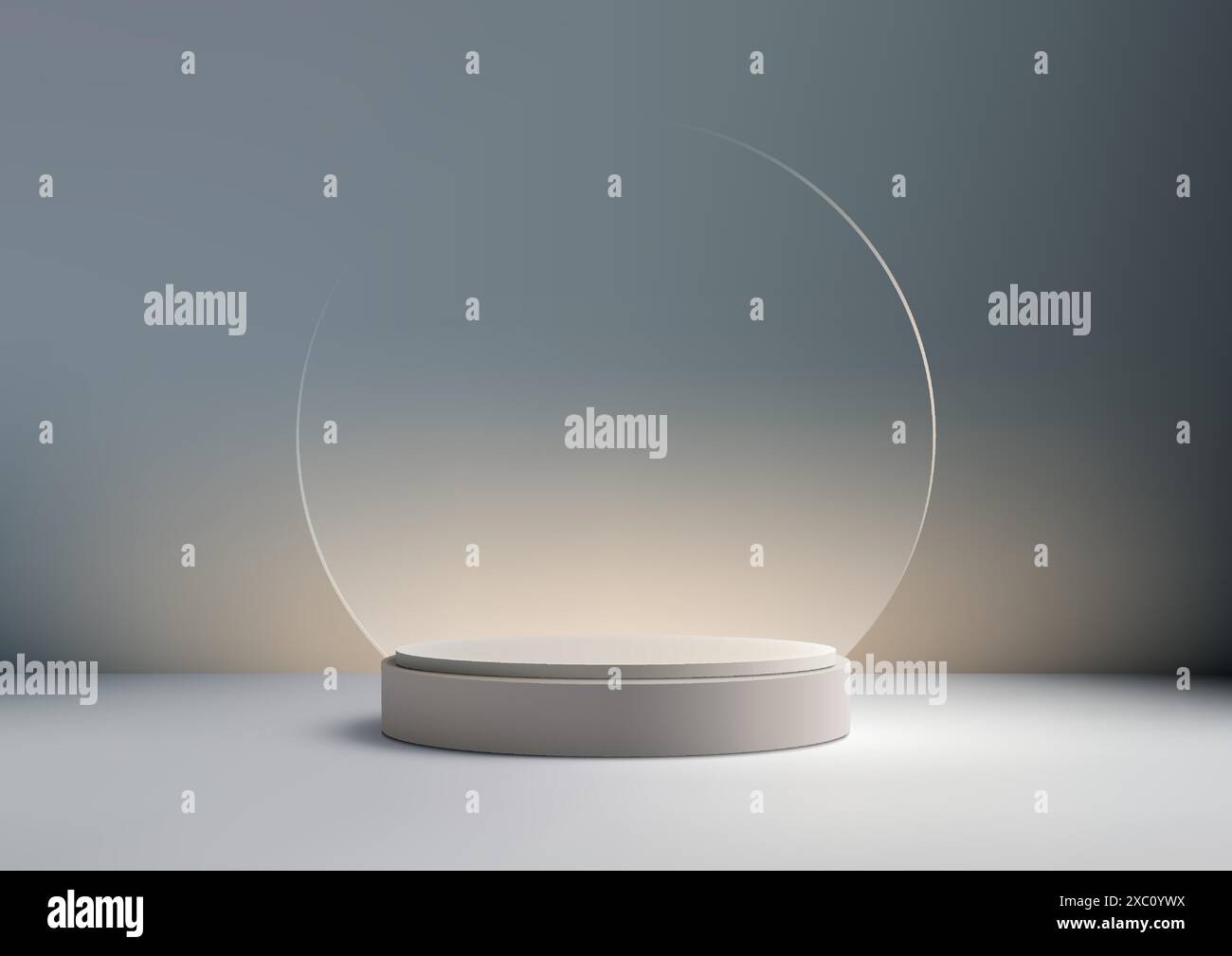 3D white podium stand with circle glass backdrop is perfect for modern ...