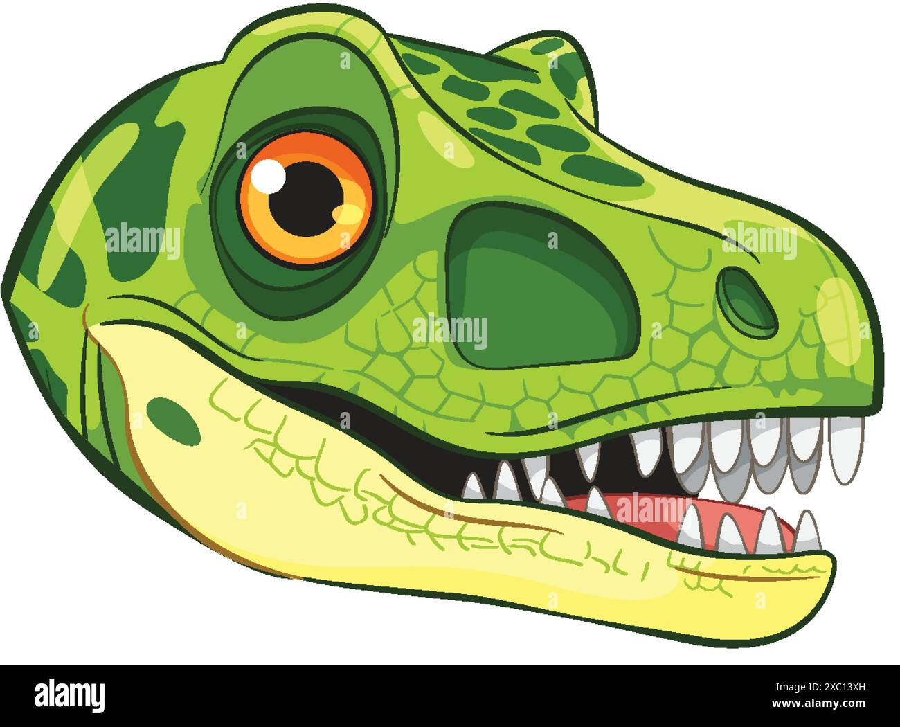 Cartoon-style green dinosaur head with sharp teeth Stock Vector Image ...
