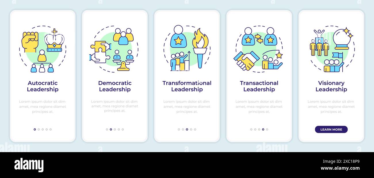 Leadership styles onboarding mobile app screen Stock Vector Image & Art ...