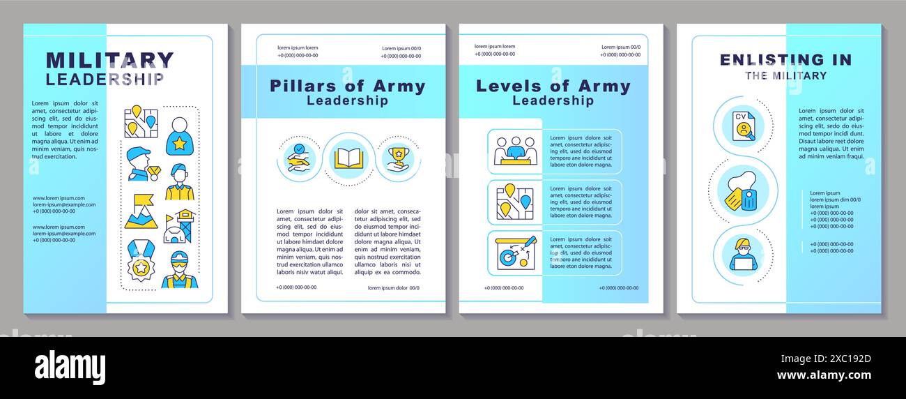 Military leadership brochure template Stock Vector