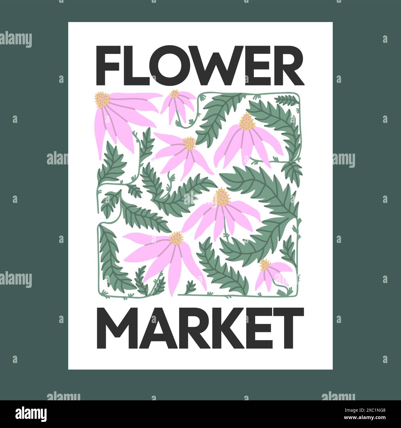 Colorful doodle floral market design poster Stock Vector Image & Art ...