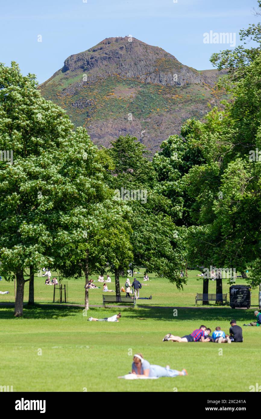 Arthurs seat seen from The Meadows Edinburgh Stock Photo