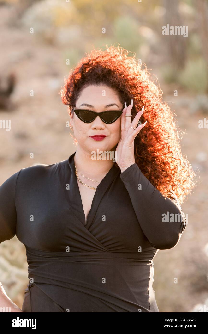 Girl red hair curly glasses hi-res stock photography and images - Alamy