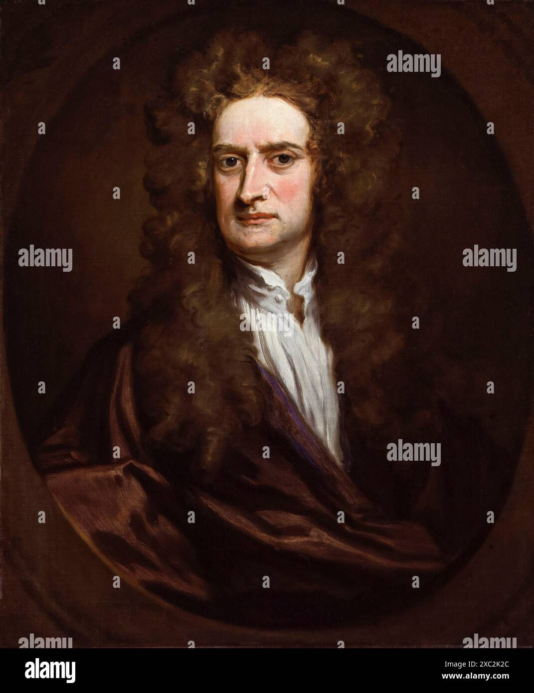 「NEWTON PORTRAITS」 1689 Sir Isaac Newton Portrait Young, Figurative Framed Art