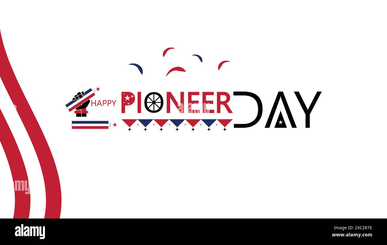 Celebrate Pioneer Day with Eye-Catching Poster Design Stock Vector