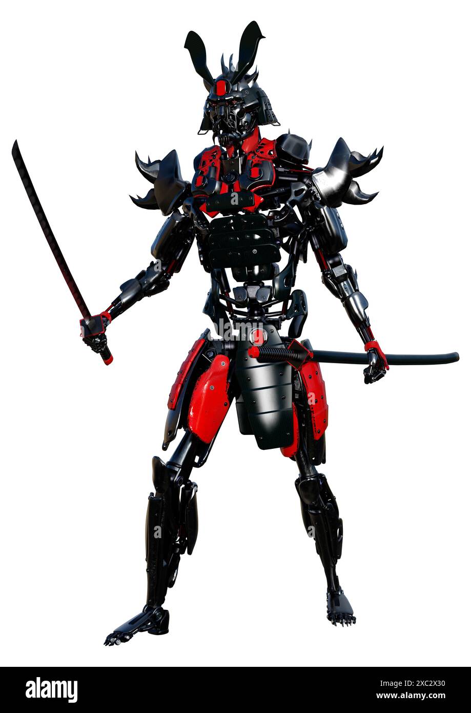 Robot Samurai Rsting 3D rendering of a male samurai robot isolated on white background Stock ...