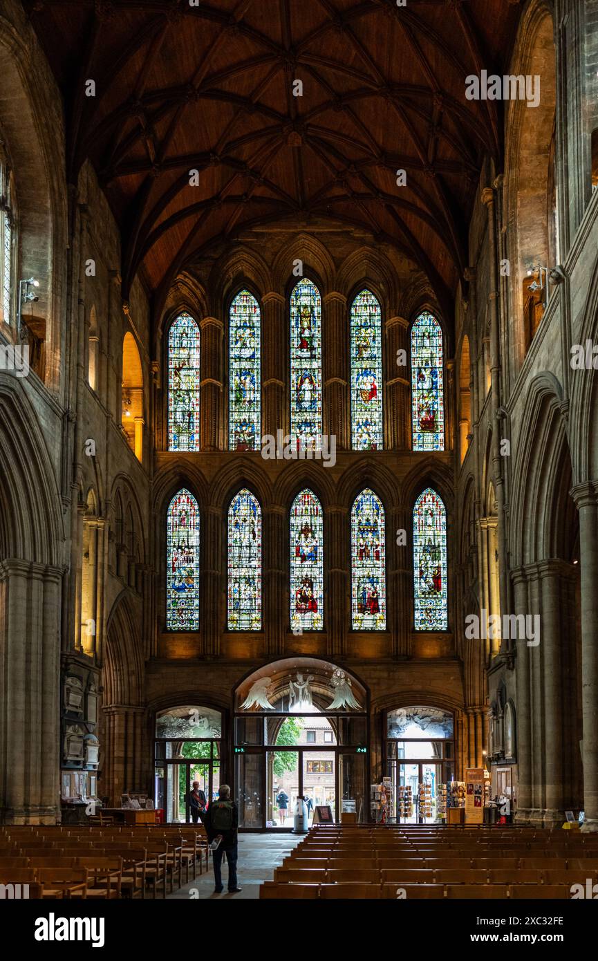 Ripon cathedral and some of its beautiful stained glass windows in the