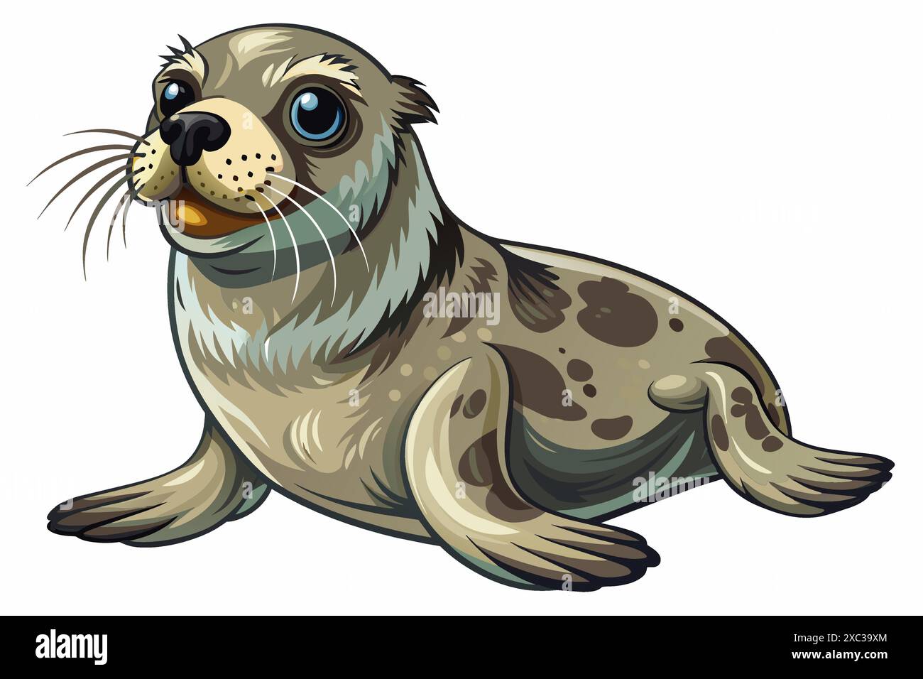 Cartoon illustration of a cute seal isolated on white background ...