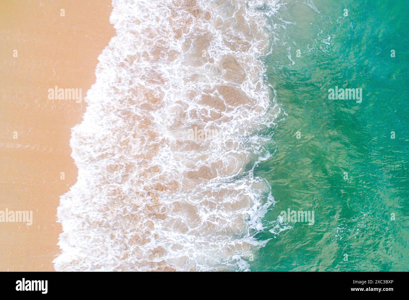 Aerial view from drone of sandy beach and ocean with waves Stock Photo ...
