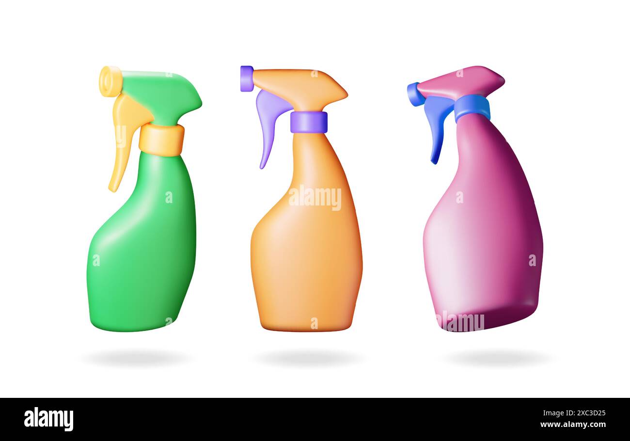 3d set of bottle with liquid detergent isolated Stock Vector Image ...