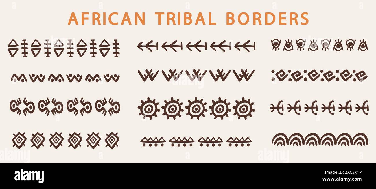 Abstract African tribal borders geometric strokes Stock Vector Image ...