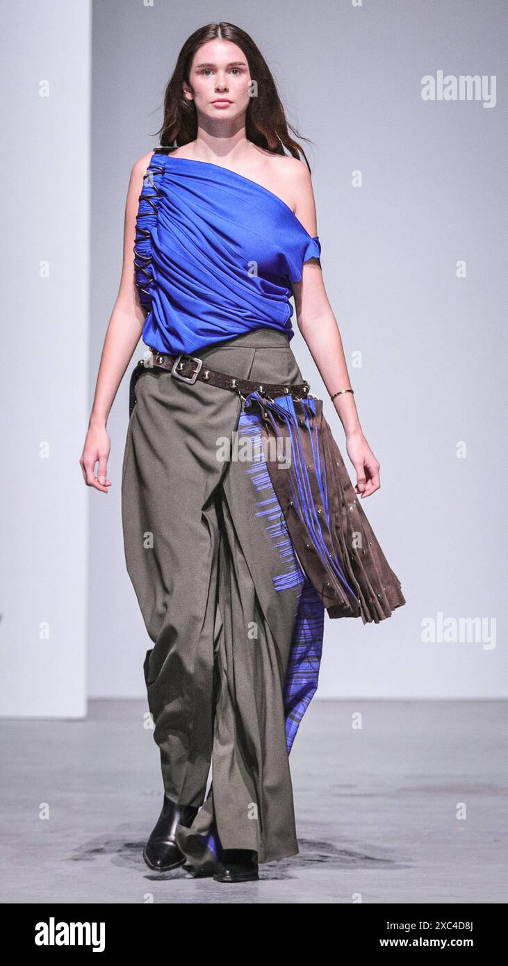 High Class Models London, UK. 14th June, 2024. Models on the runway present the designs ...