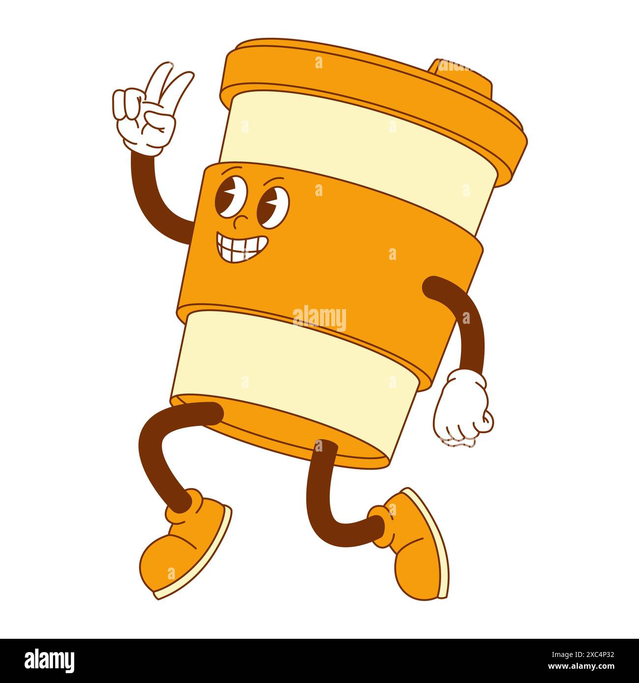 Funny coffee paper cup groovy comic character Stock Vector Image & Art ...