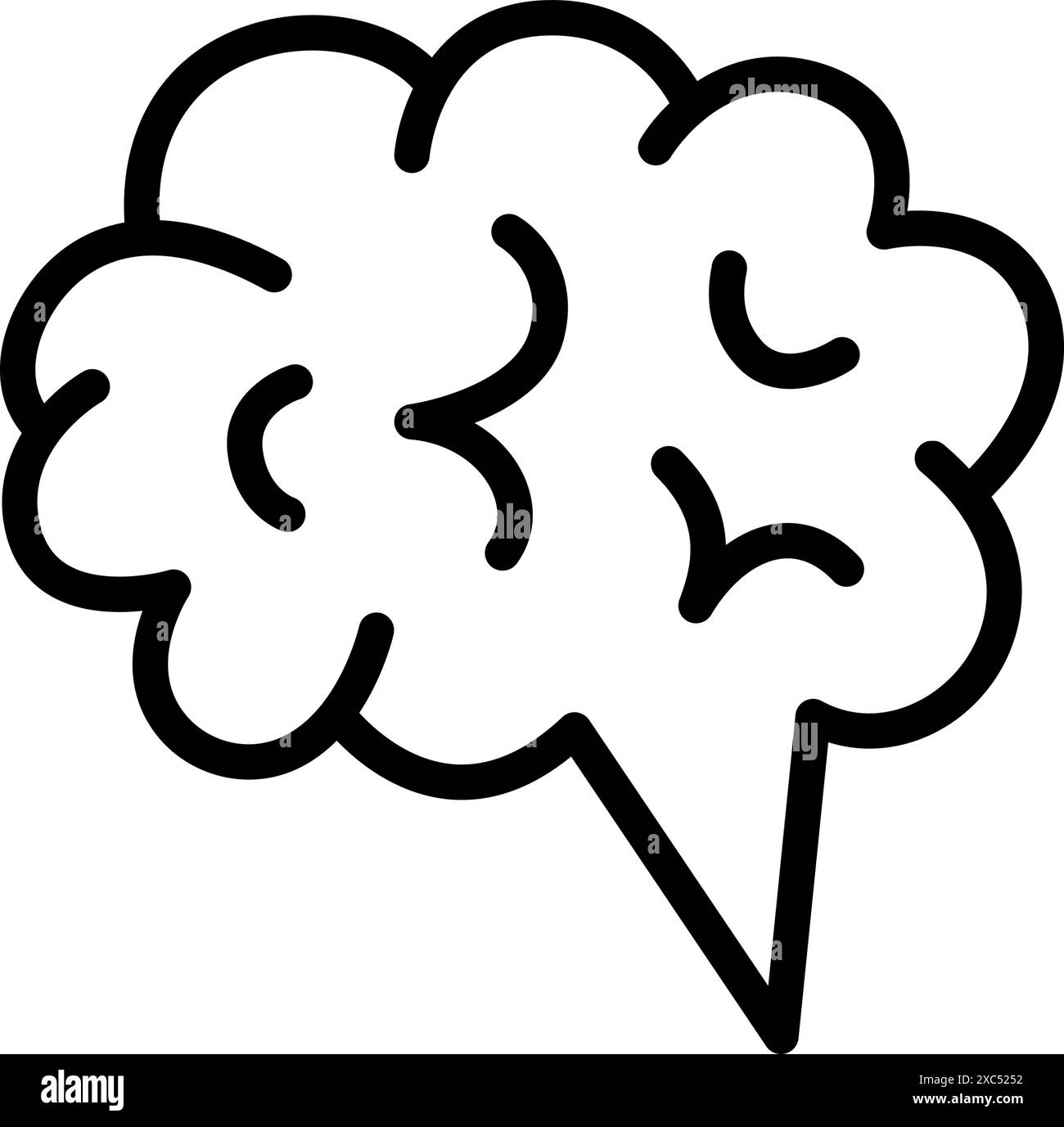 Vector Illustration of Human Brain in Black and White Color Stock ...